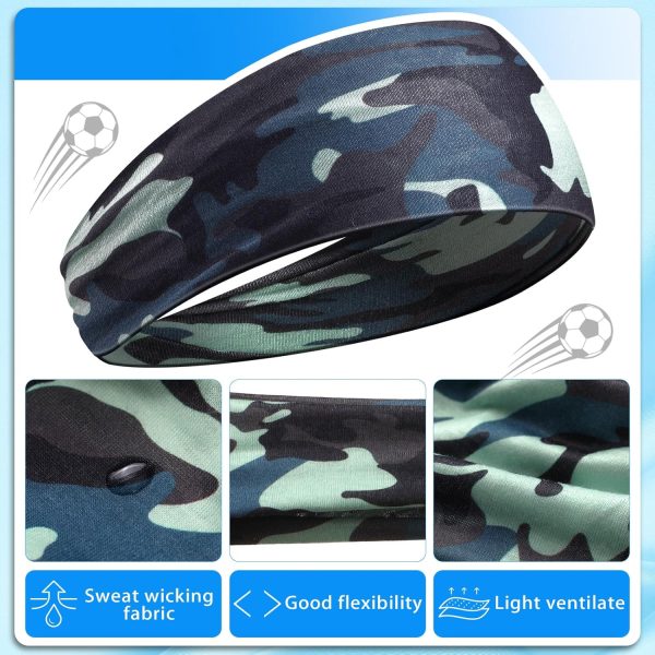 Zhanmai Boys Sport Headbands Camo and Plain-2