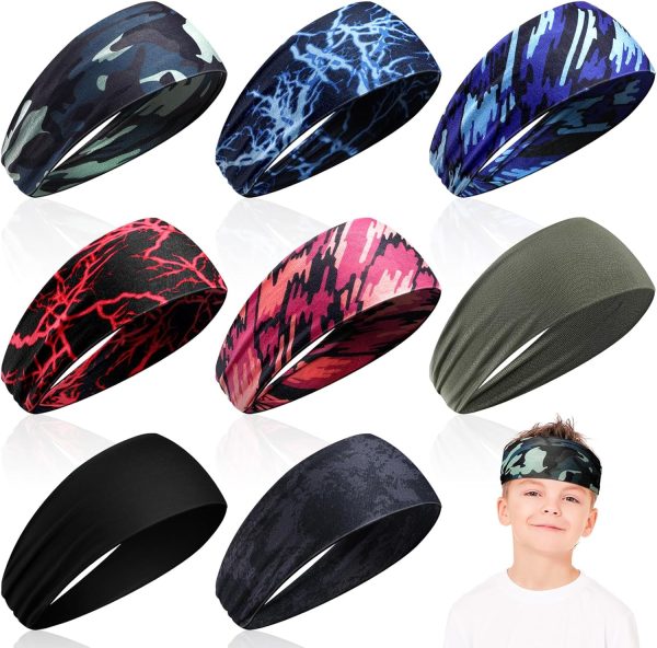 Zhanmai Boys Sport Headbands Camo and Plain-0