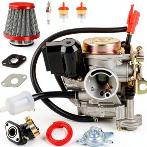 GY6 50cc Carburetor EOPOAYI Aluminum Chrome Finish-0