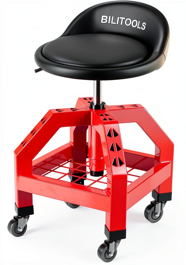 BILITOOLS Ergonomic Rolling Shop Stool in a workshop